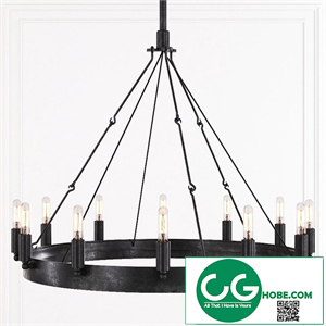 Restoration Hardware CAMINO VINTAGE FILAMENT ROUND CHANDELIER 26 Black