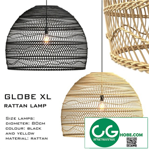 Wicker lamp globe xl