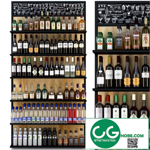 Showcase with alcohol in a supermarket 4. Wine