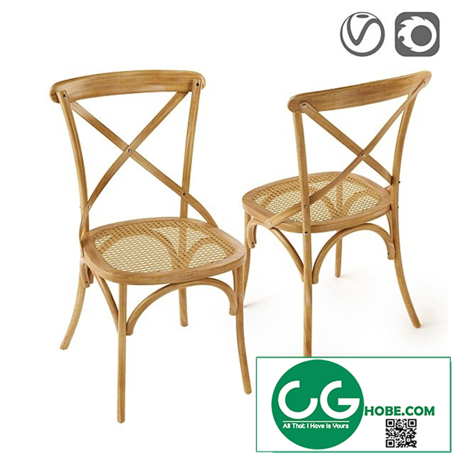 Chair in oak and wicker Cedak