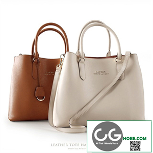 Leather tote handbag