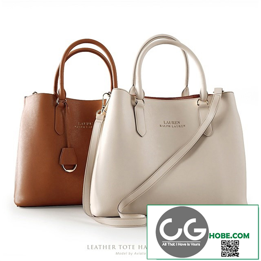 Leather tote handbag