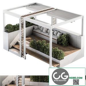 Roof Garden and Landscape Furniture with Pergola 07