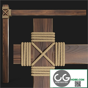 Wooden beams with rope