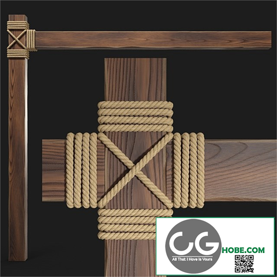 Wooden beams with rope