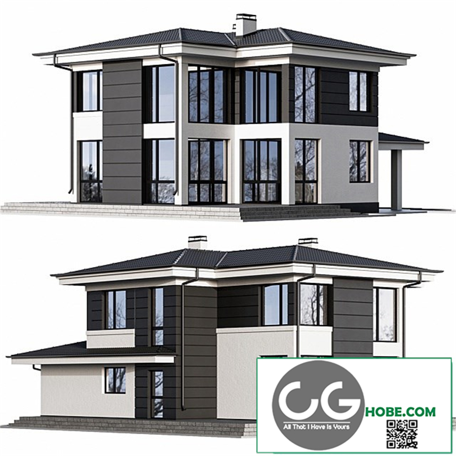 Two-storey cottage with panoramic windows