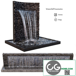 Waterfall fountains rock panel