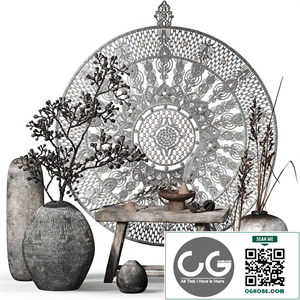 Decorative set 015 with Macrame panno