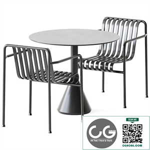 Palissade Cone Table D90 and Palissade Dining Armchair by Hay