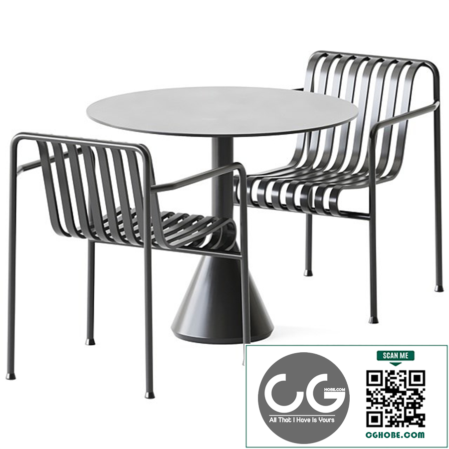 Palissade Cone Table D90 and Palissade Dining Armchair by Hay