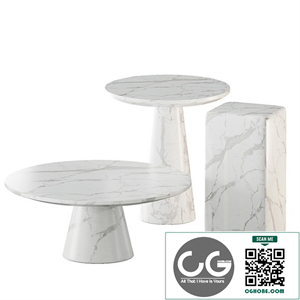 White marble tables set | Pols Potten