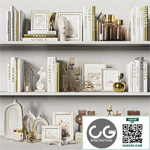 Decorative Set 37. White and gold books.
