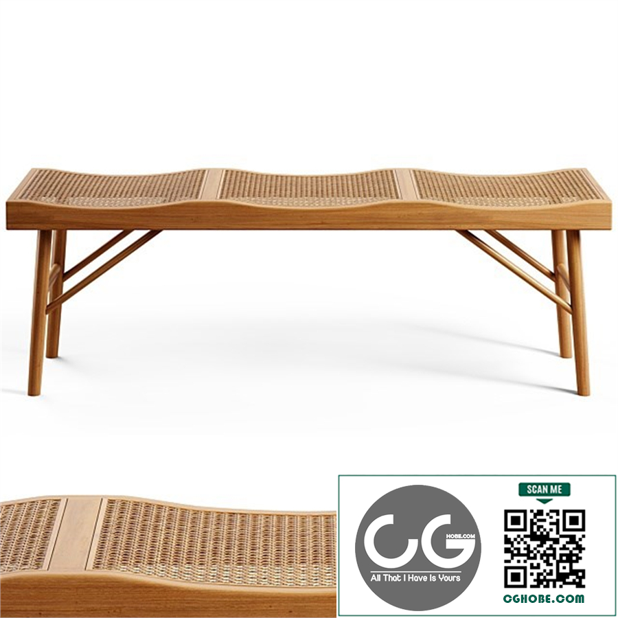 Zara Home - The bench made of wood and rattan