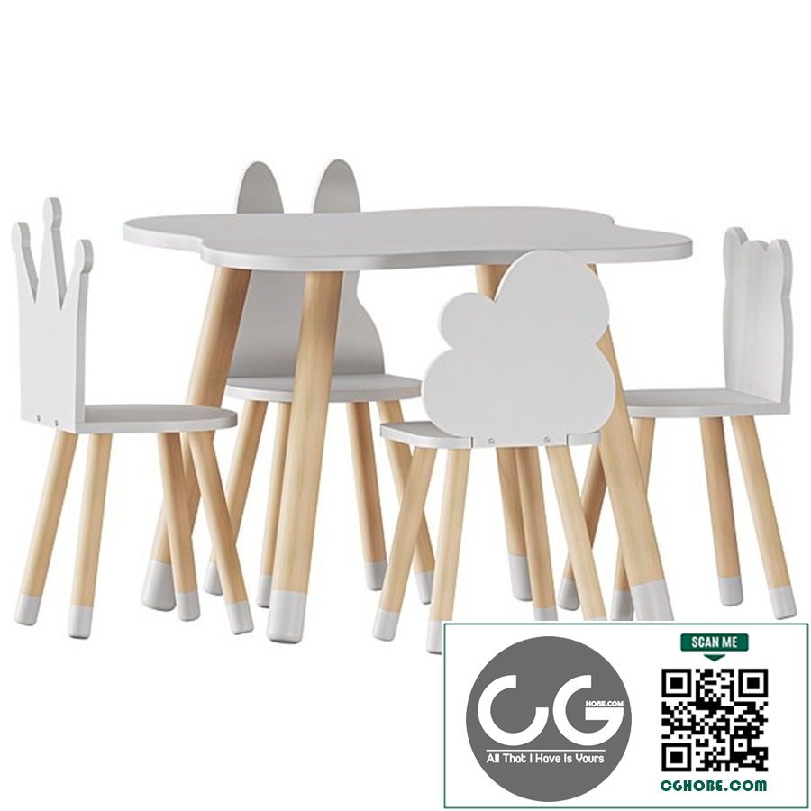 FUN Wooden Kids Table and Chairs Set