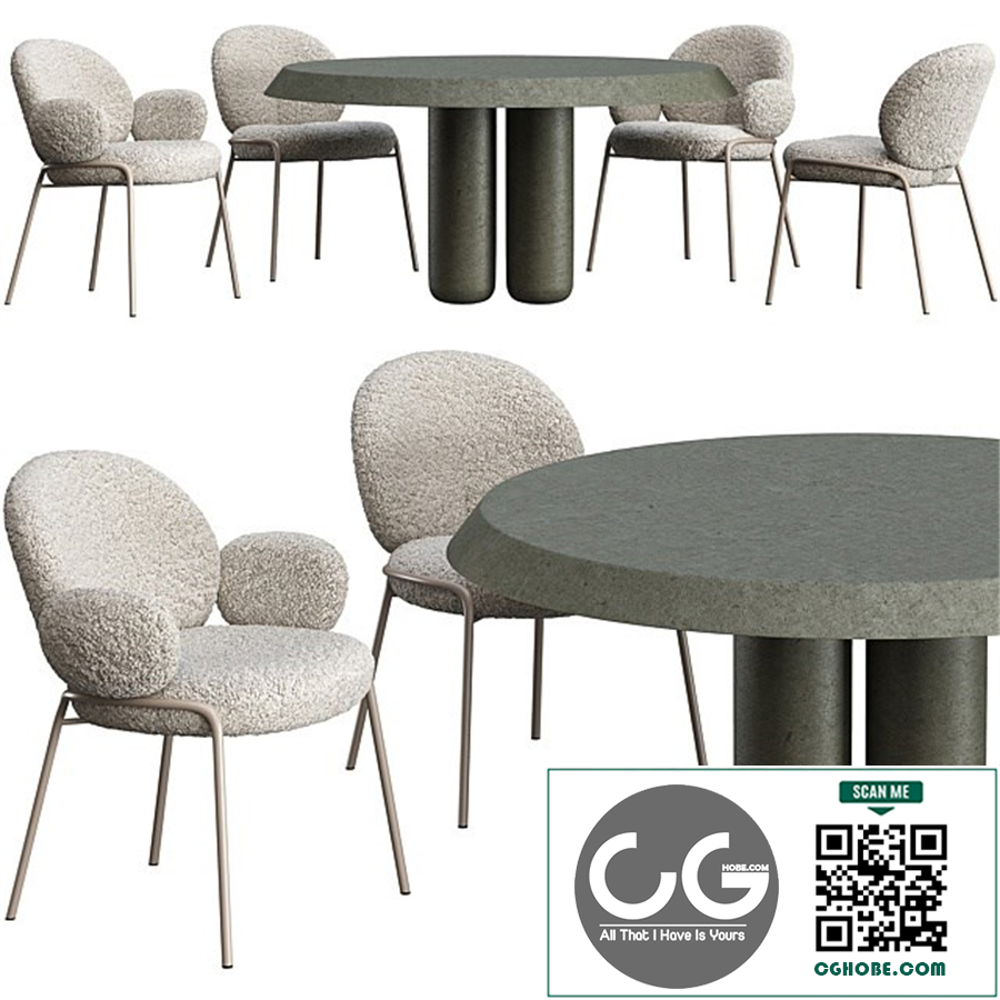 Dining table Cimento Giudecca and chair Freifrau Nana