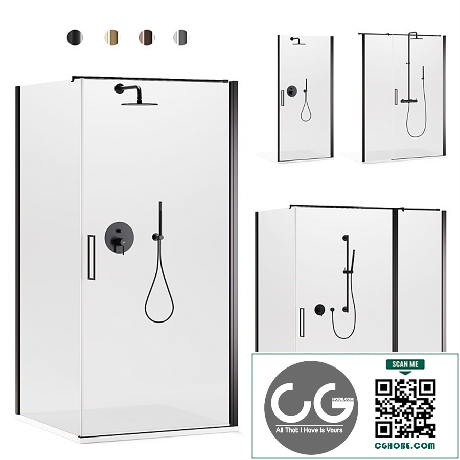Shower enclosures Arblu Icaro + shower systems Paffoni set 1