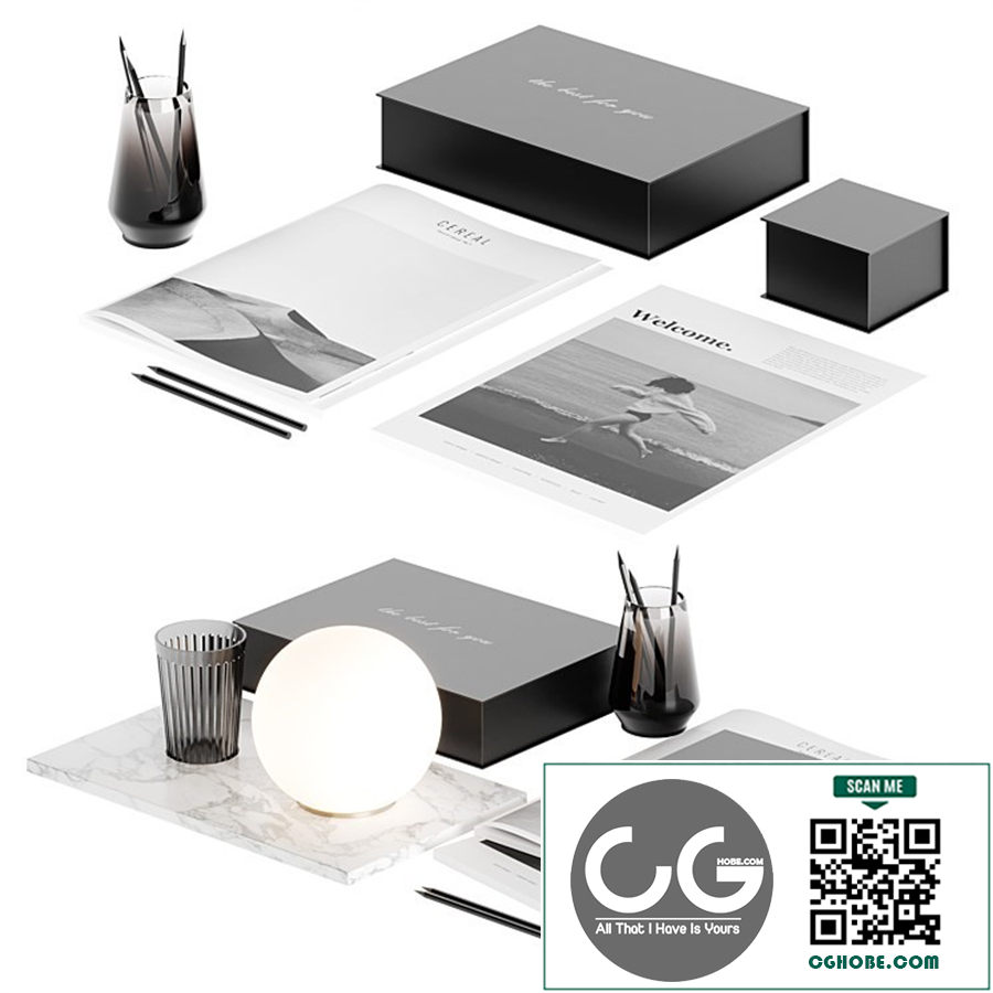 Decorative table set with lamp