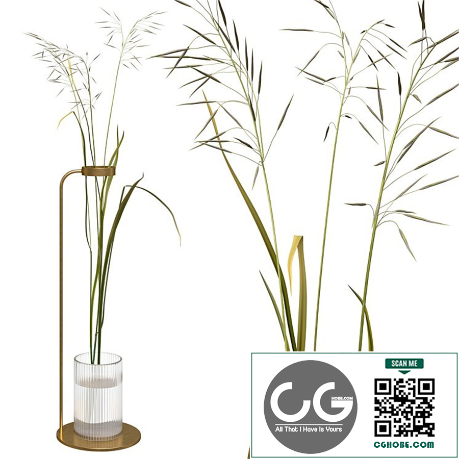 Decorative composition with field grass