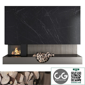 Decorative wall with fireplace set 38