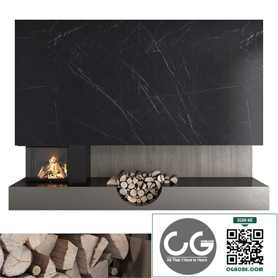 Decorative wall with fireplace set 38