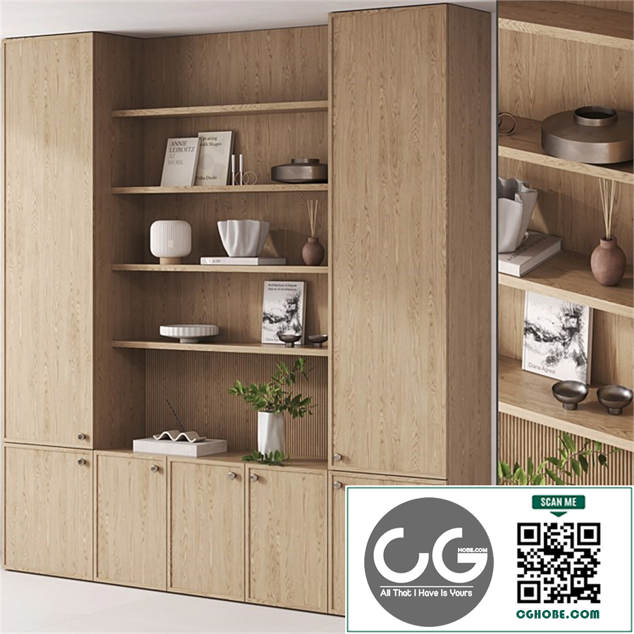 Bookcase with Modern Decor