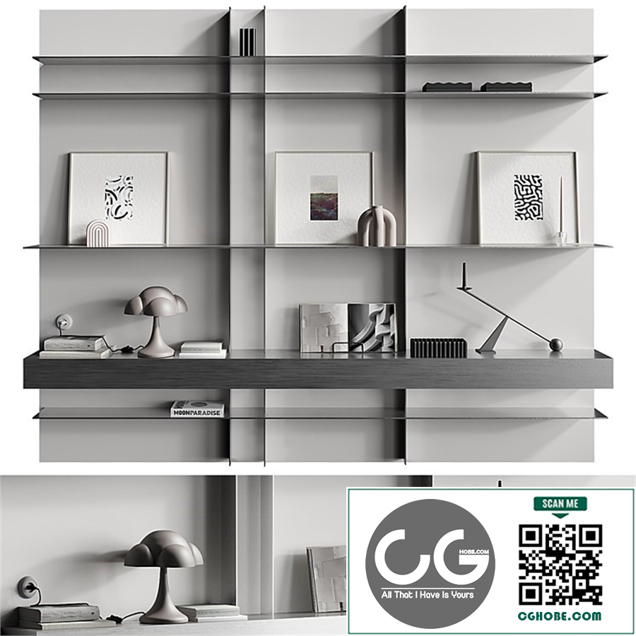 Metallic shelf with 101 cph decor 012