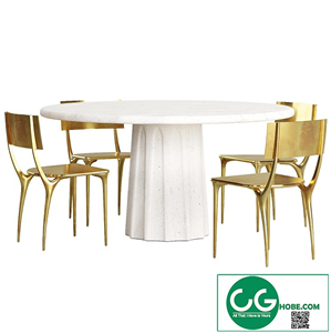Boscoe Round Dining Table With Oro Gold Chairs
