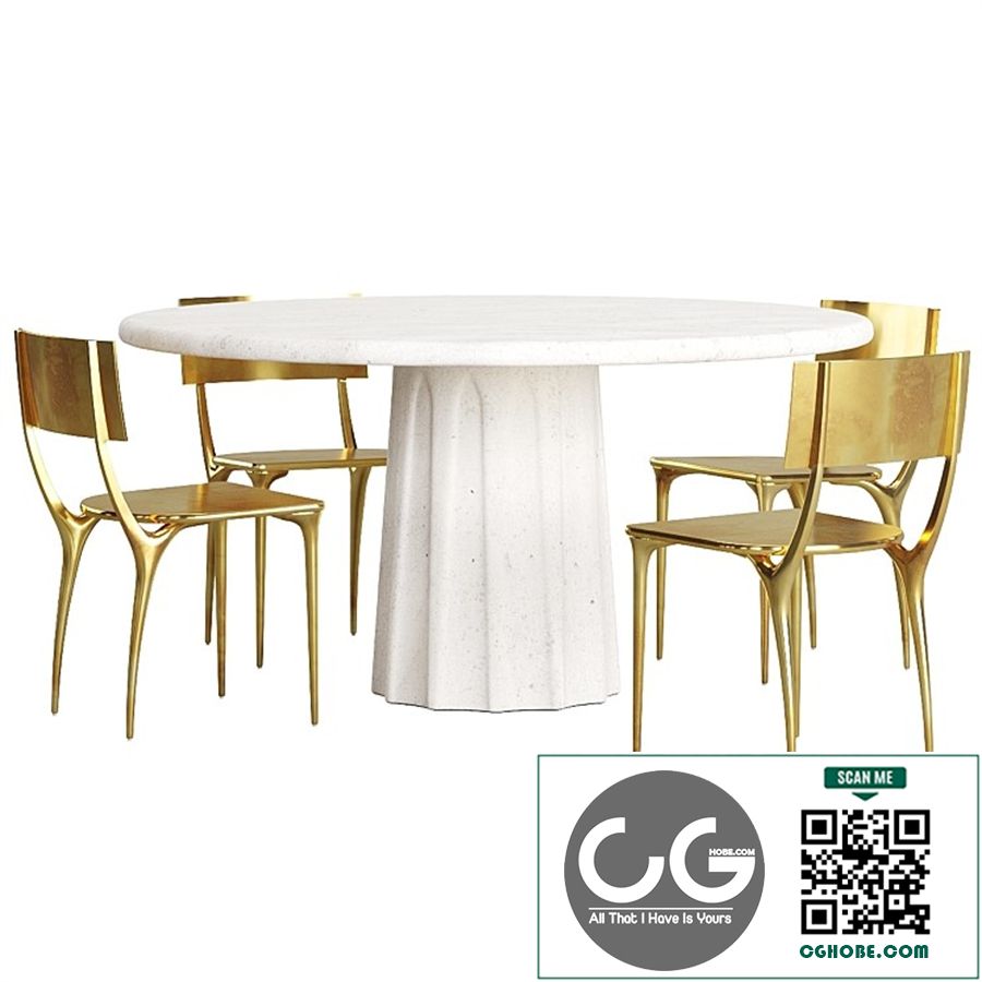 Boscoe Round Dining Table With Oro Gold Chairs