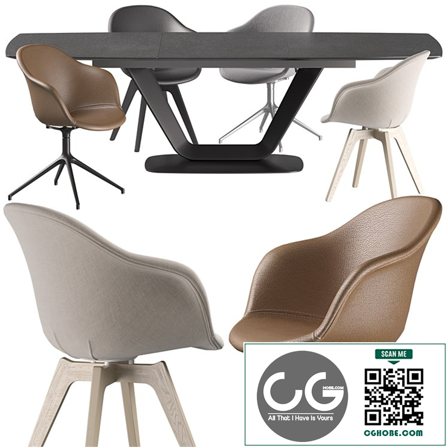 Boconcept - Alicante Table-Adelaide Chair set