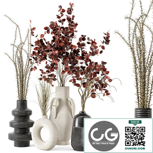 Dried Plantset in handmade vase - Set 305