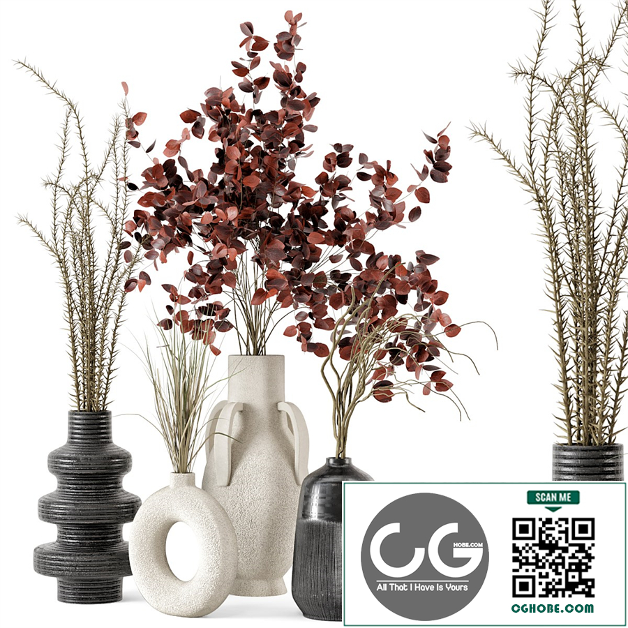 Dried Plantset in handmade vase - Set 305