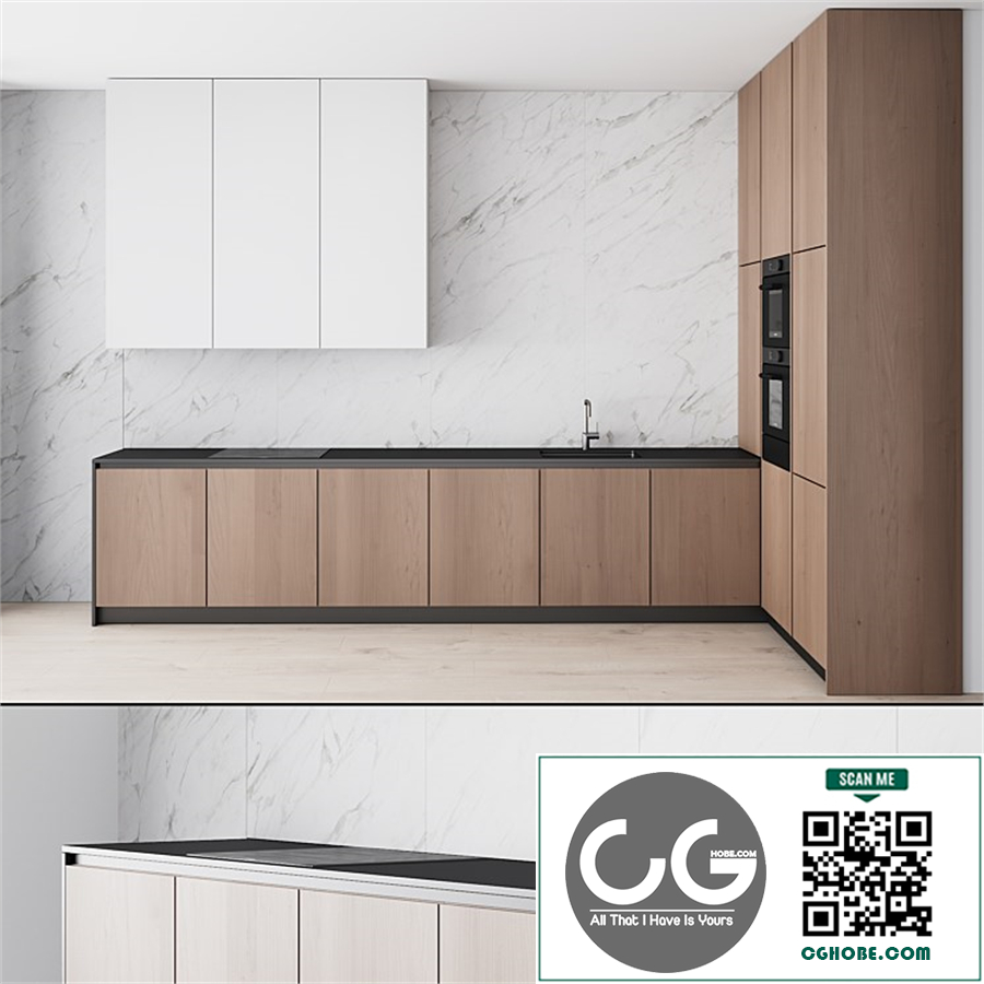 107 modern kitchen 04 minimal white wood marble