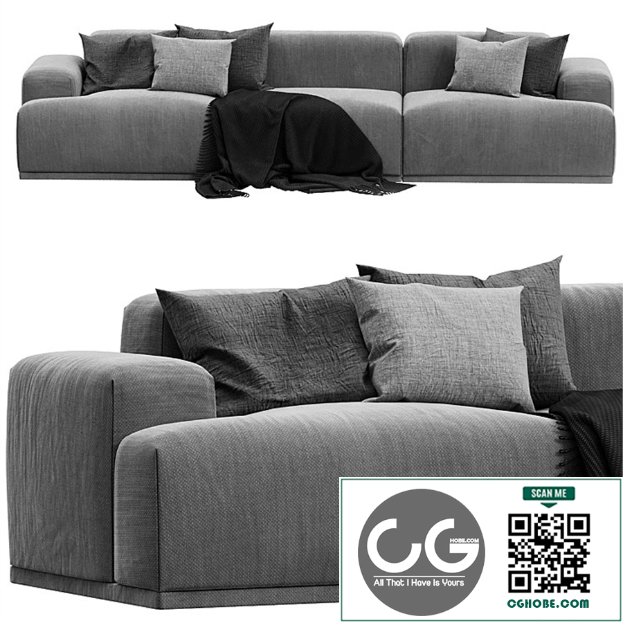 Connect Sofa, 3 Seater, Fabric Steelcut Trio gray