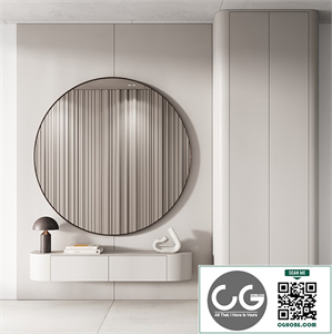 144 hallway zone 03 minimal modern with circle mirror 01