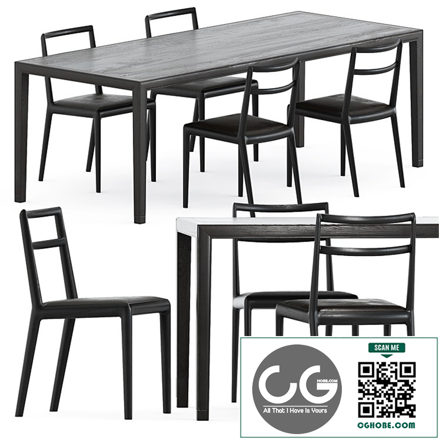 Straight back chair and Zhang table by Timeandstyle