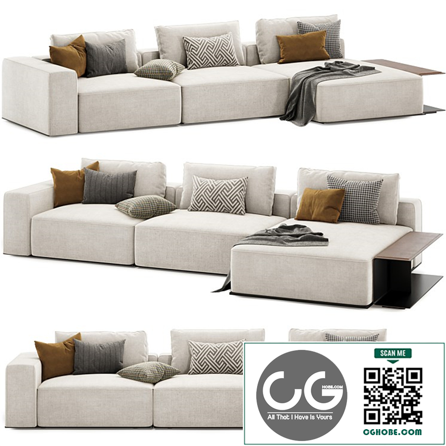 westside modular sofa with side table by poliform
