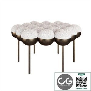 Saturn pouffe large ivory boucle