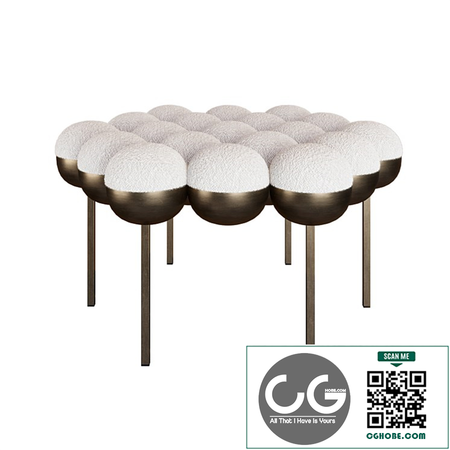 Saturn pouffe large ivory boucle