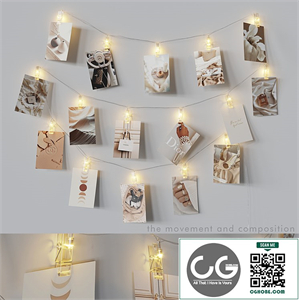 Editable photo garland beige