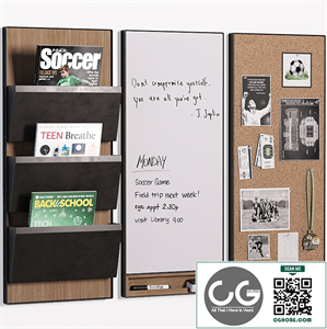 Pottery Barn Trenton Corkboard, Whiteboard & File Organizer for Teenagers and Kids