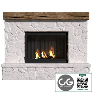 Provence style fireplace.Rock Fireplace in Country style.Rustic Farmhouse fireplace