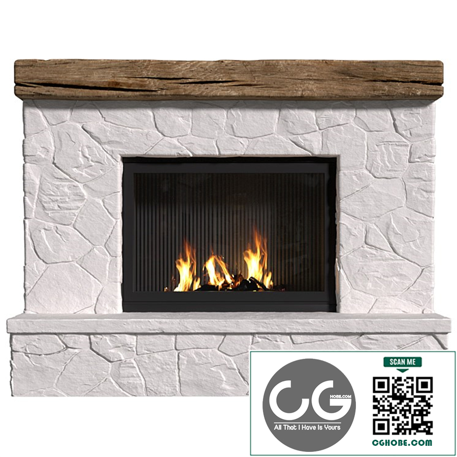 Provence style fireplace.Rock Fireplace in Country style.Rustic Farmhouse fireplace