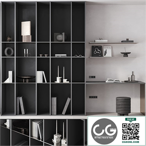 Black Workplace with Bookcase