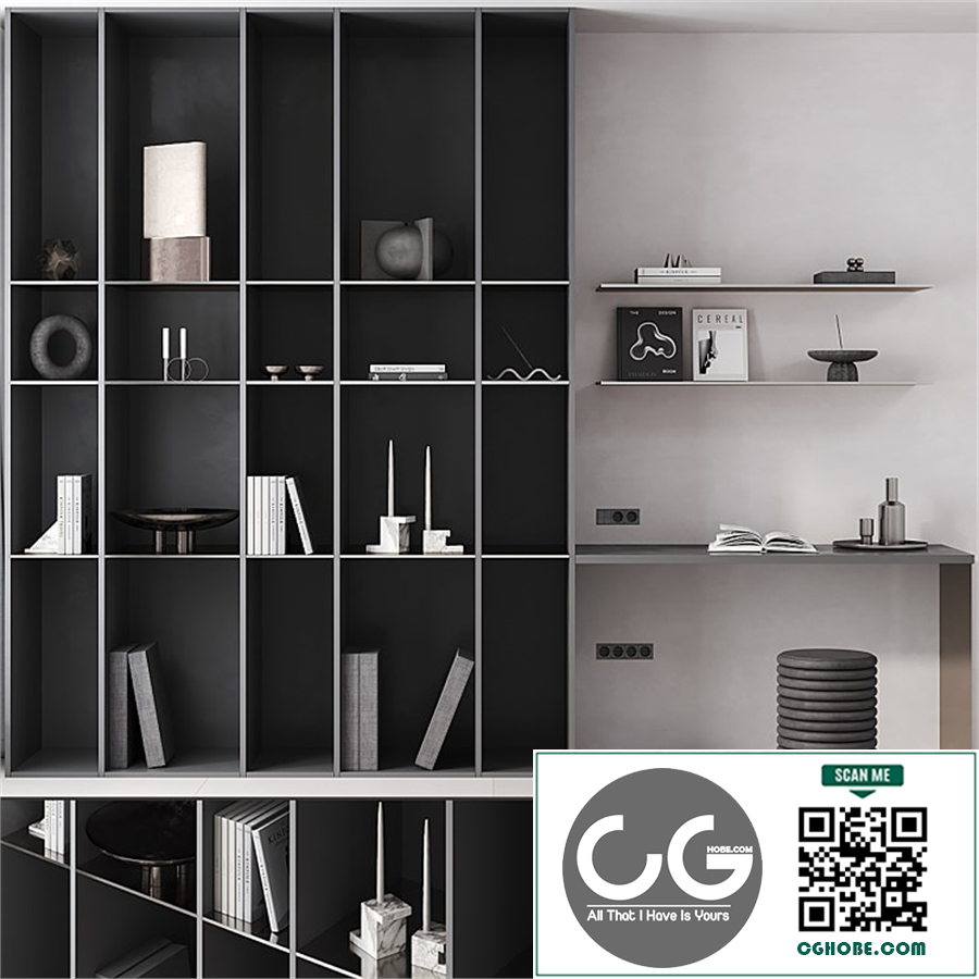 Black Workplace with Bookcase