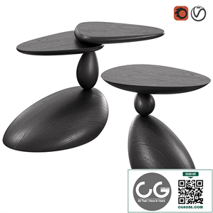 Stones and Twins coffee tables by WOODZENART from the Stone Story collection