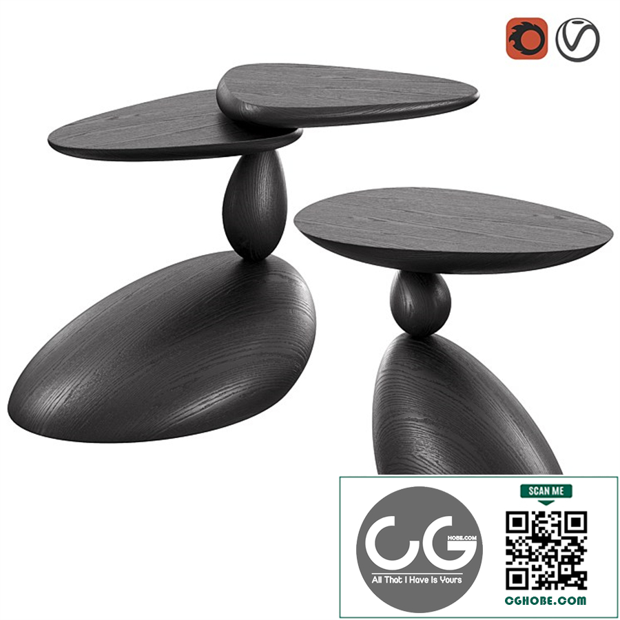 Stones and Twins coffee tables by WOODZENART from the Stone Story collection