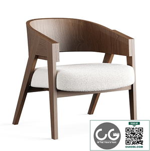 Walnut armchair with terry cloth upholstery, Charly