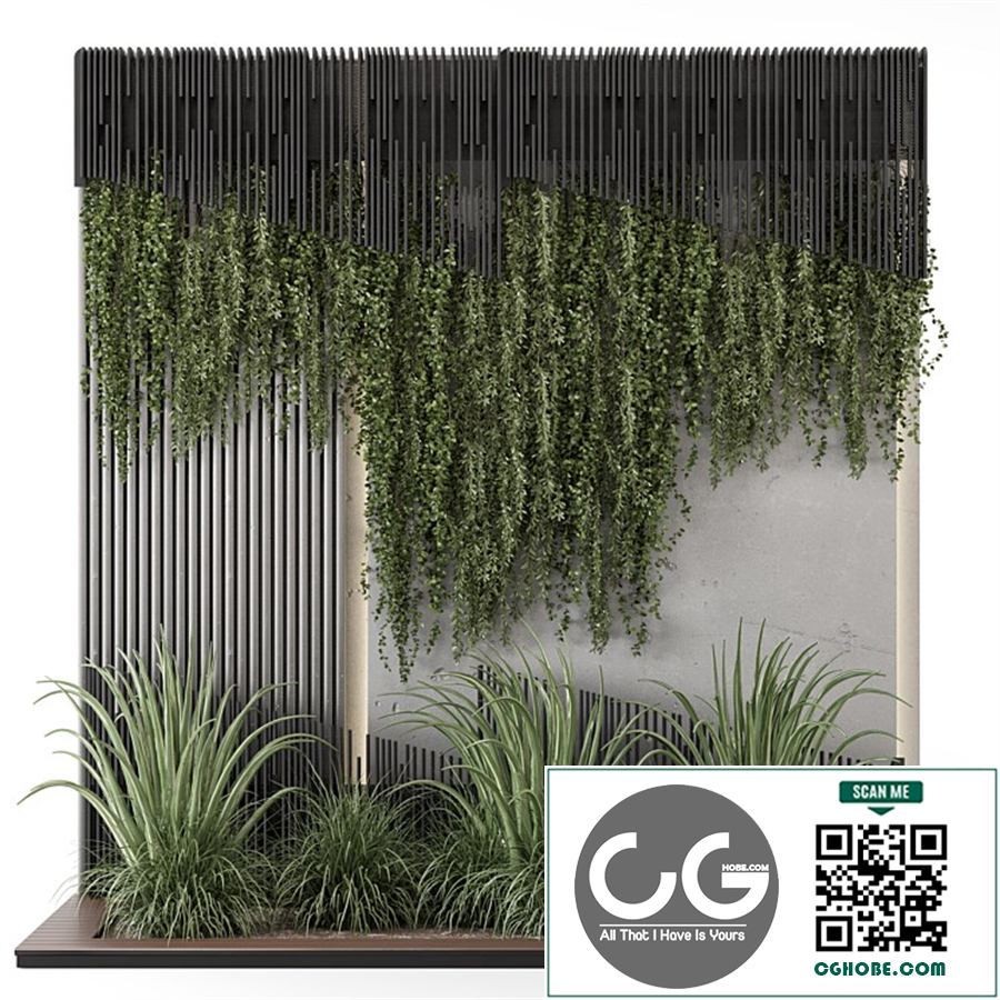 Indoor Wall Vertical Garden in Concrete Base - Set 1450
