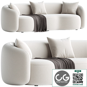 Boucle Fabric Upholstered Curved Sofa
