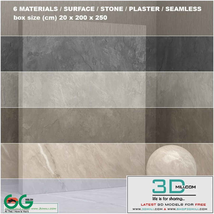 6 materials (seamless) - stone, plaster - set 22